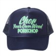 画像1: PORKCHOP/CHOP YOUR OWN WOOD CAP（ネイビー）［メッシュキャップ-22春夏］ (1)
