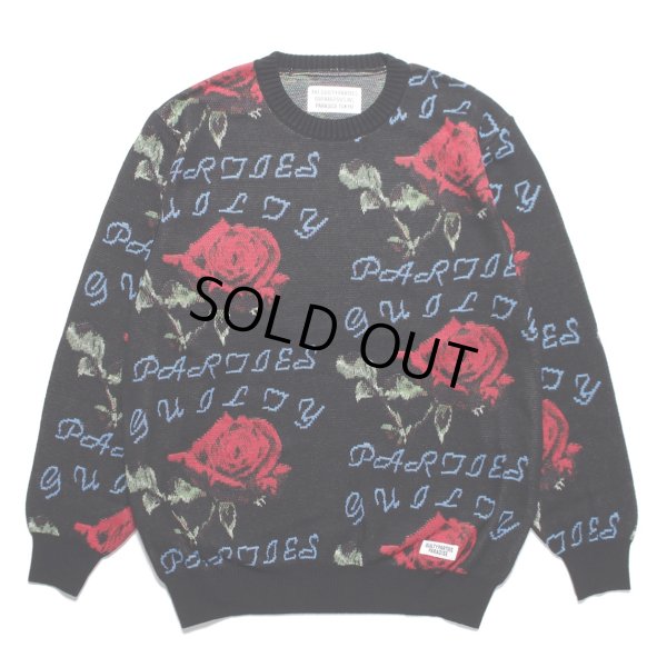 画像1: WACKO MARIA/ROSE JACQUARD SWEATER （BLACK）［ローズジャガードセーター-22秋冬］