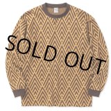 CALEE/22 Gauge double jacquard wide shilhouette L/S cutsew（Mustard） 【40%OFF】［ダブルジャガード長袖T-23春夏］