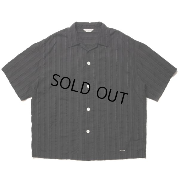 画像1: COOTIE PRODUCTIONS/Stripe Sucker Cloth Open Collar S/S Shirt（Black）［ストライプサッカーオープンカラーシャツ-23春夏］
