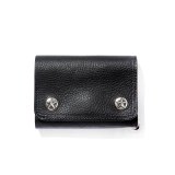 CALEE/SILVER STAR CONCHO FLAP LEATHER HALF WALLET（BLACK）［レザーハーフウォレット-24春夏］