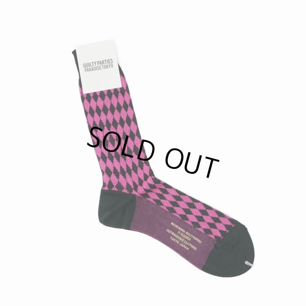 画像1: WACKO MARIA/DIAMOND JACQUARD SOCKS（PINK）［ダイヤモンドジャガードソックス-23秋冬］