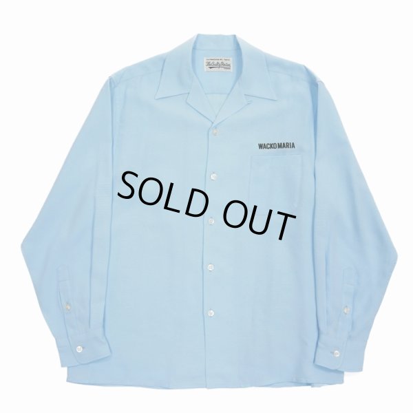 画像1: WACKO MARIA/50'S OPEN COLLAR SHIRT（BLUE）［50'Sオープンカラーシャツ-24春夏］