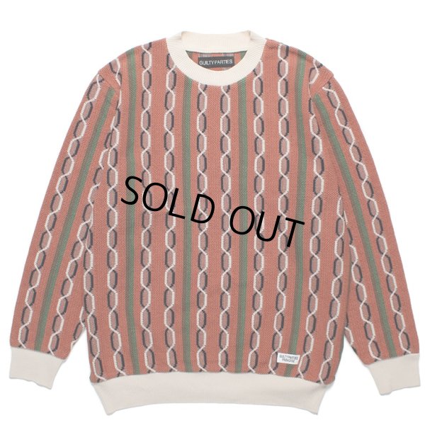 画像1: WACKO MARIA/STRIPED JACQUARD KNIT SWEATER（TYPE-1）（BROWN）［ストライプジャガードセーター-24春夏］