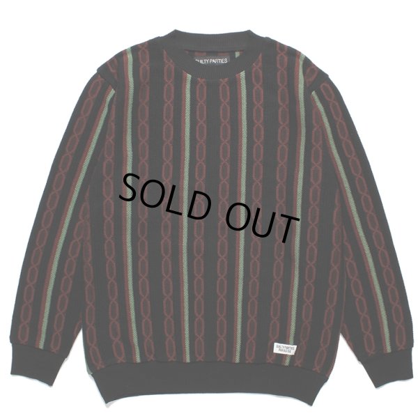 画像1: WACKO MARIA/STRIPED JACQUARD KNIT SWEATER（TYPE-1）（BLACK）［ストライプジャガードセーター-24春夏］