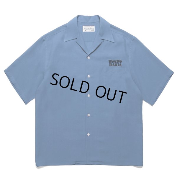 画像1: WACKO MARIA/50'S OPEN COLLAR SHIRT（BLUE）［50'Sオープンカラーシャツ-24春夏］
