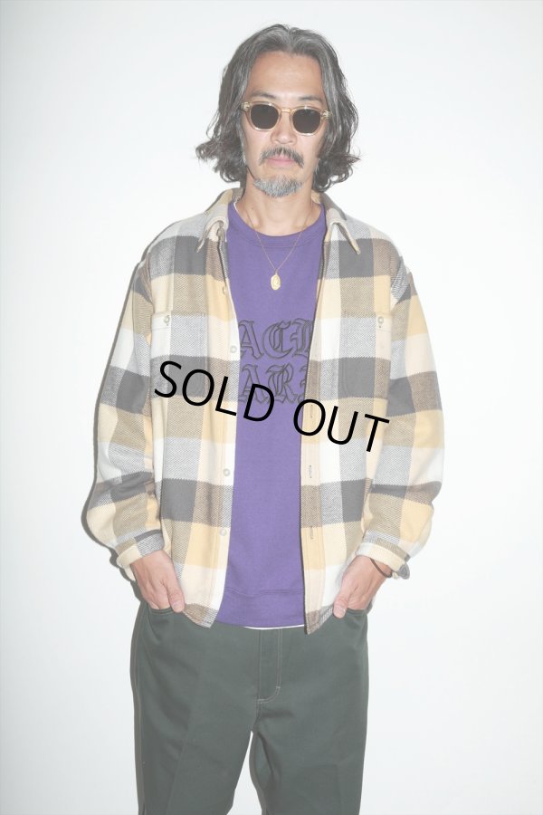 画像2: WACKO MARIA/BLOCK CHECK FLANNEL SHIRT（YELLOW）［ブロックチェックフランネルシャツ-24春夏］