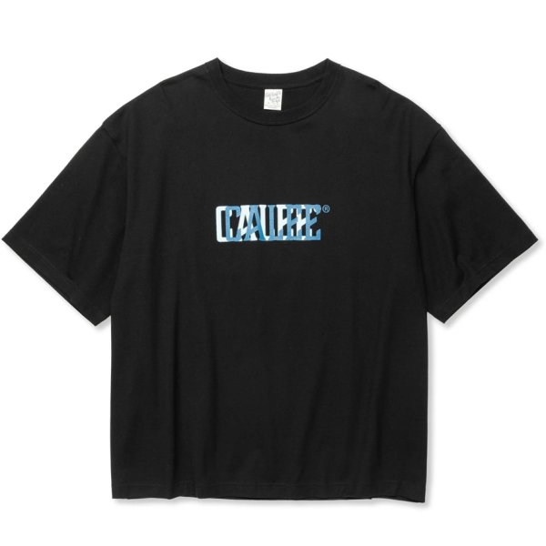 画像1: CALEE/DROP SHOULDER CALEE BLUR LOGO TEE（BLACK）［ドロップショルダープリントT-24春夏］