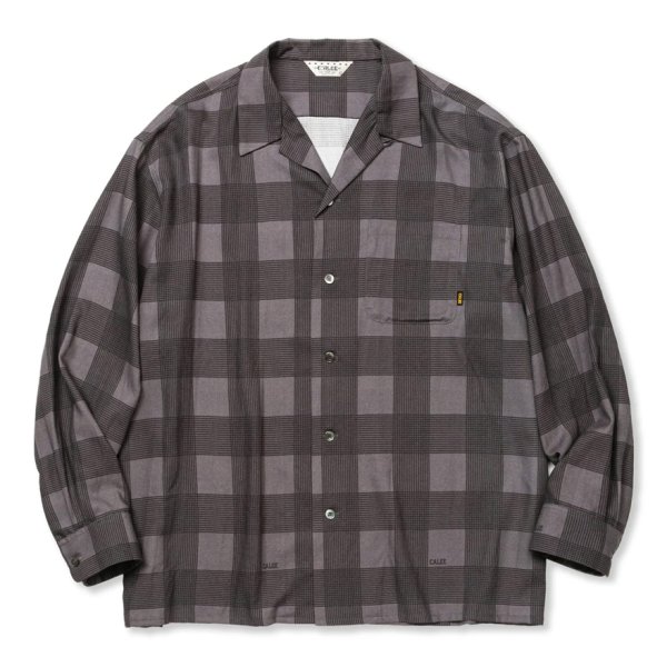 画像1: CALEE/RAYON CHECK OPEN COLLAR L/S SH（BLACK） 【30%OFF】［レーヨンチェックオープンカラーシャツ-24春夏］