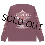 BlackEyePatch/SWEET CIGAR LABEL L/S TEE（BURGUNDY）