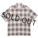 WACKO MARIA/OMBRE CHECK OPEN COLLAR SHIRT（BROWN）［オンブレチェックオープンカラーシャツ-24春夏］