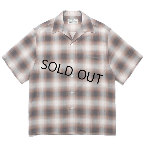 画像1: WACKO MARIA/OMBRE CHECK OPEN COLLAR SHIRT（BROWN）［オンブレチェックオープンカラーシャツ-24春夏］