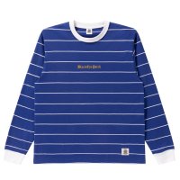 BlackEyePatch/OE LOGO EMBROIDERED STRIPED L/S TEE（BLUE）