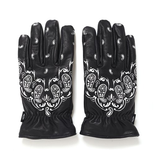 他の写真1: CHALLENGER/BANDANA LEATHER GLOVE（BLACK）［バンダナレザーグローブ-24秋冬］