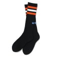 画像1: CHALLENGER/LINE SOCKS（BLACK）［ラインソックス-24秋冬］ (1)