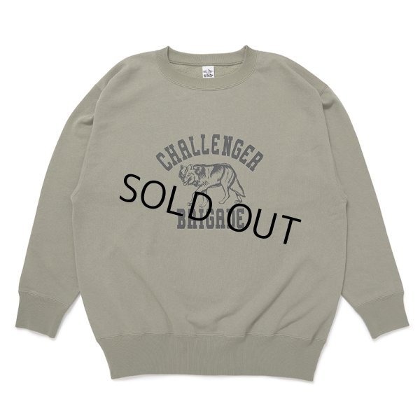 画像1: CHALLENGER/WOLF COLLEGE C/N SWEAT（KHAKI）［クルーネックスウェット-24秋冬］