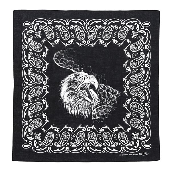 画像1: CHALLENGER/EAGLE HEAD BANDANA（BLACK）［イーグルヘッドバンダナ-24秋冬］