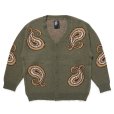 画像1: CHALLENGER/BIG PAISLEY CARDIGAN（OLIVE）［ビッグペイズリーカーディガン-24秋冬］ (1)