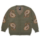 CHALLENGER/BIG PAISLEY CARDIGAN（OLIVE）［ビッグペイズリーカーディガン-24秋冬］