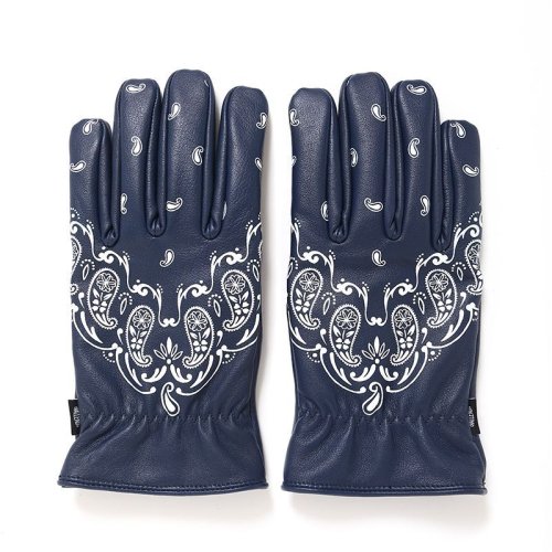 他の写真1: CHALLENGER/BANDANA LEATHER GLOVE（NAVY）［バンダナレザーグローブ-24秋冬］