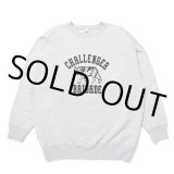 CHALLENGER/WOLF COLLEGE C/N SWEAT（GRAY）［クルーネックスウェット-24秋冬］