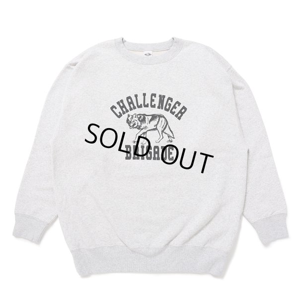 画像1: CHALLENGER/WOLF COLLEGE C/N SWEAT（GRAY）［クルーネックスウェット-24秋冬］