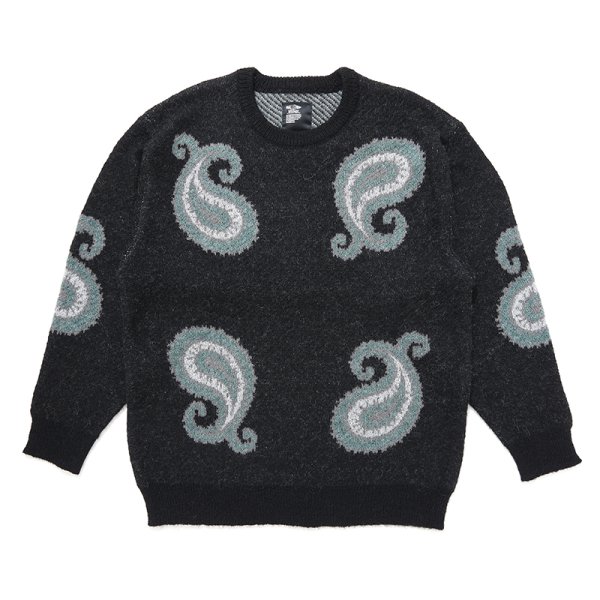 画像1: CHALLENGER/BIG PAISLEY C/N SWEATER（BLACK）［ビッグペイズリーセーター-24秋冬］