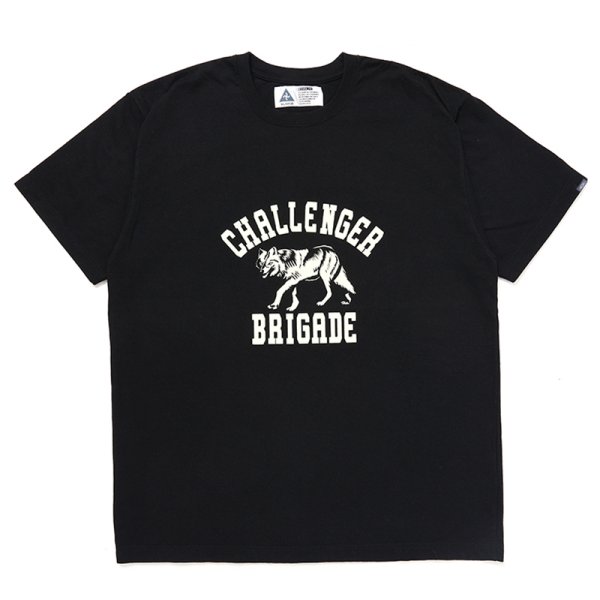 画像1: CHALLENGER/WOLF COLLEGE TEE（BLACK）［プリントT-24秋冬］