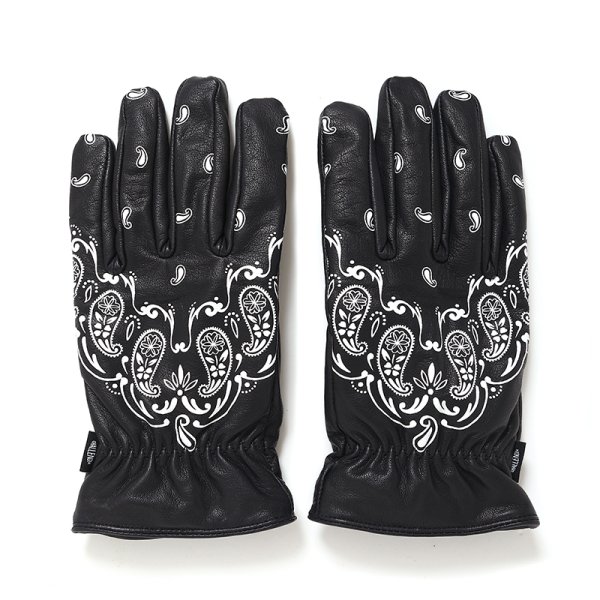 画像1: CHALLENGER/BANDANA LEATHER GLOVE（BLACK）［バンダナレザーグローブ-24秋冬］