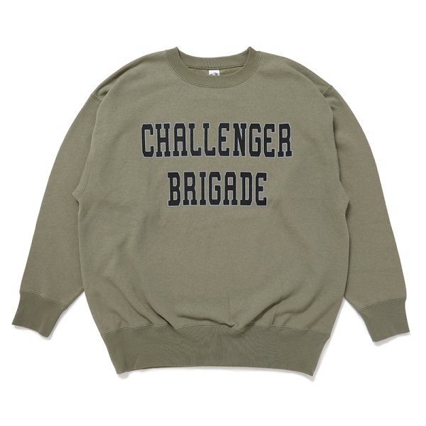 画像1: CHALLENGER/COLLEGE LOGO C/N SWEAT（KHAKI）［クルーネックスウェット-24秋冬］