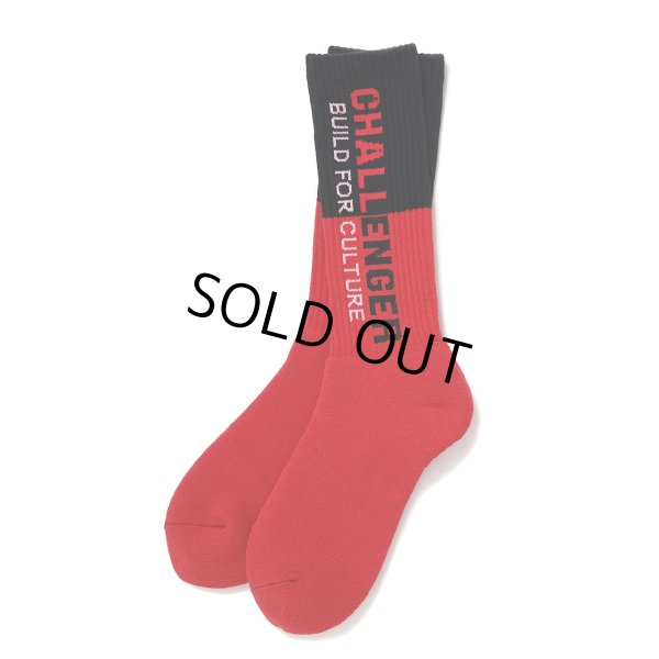 画像1: CHALLENGER/SAILOR SOCKS（RED/BLACK）［セーラーソックス-24秋冬］