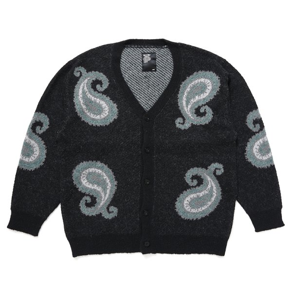 画像1: CHALLENGER/BIG PAISLEY CARDIGAN（BLACK）［ビッグペイズリーカーディガン-24秋冬］