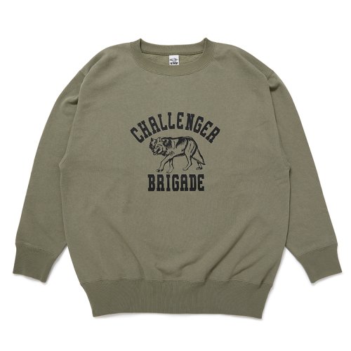 他の写真1: CHALLENGER/WOLF COLLEGE C/N SWEAT（KHAKI）［クルーネックスウェット-24秋冬］