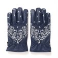 画像1: CHALLENGER/BANDANA LEATHER GLOVE（NAVY）［バンダナレザーグローブ-24秋冬］ (1)