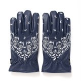 CHALLENGER/BANDANA LEATHER GLOVE（NAVY）［バンダナレザーグローブ-24秋冬］