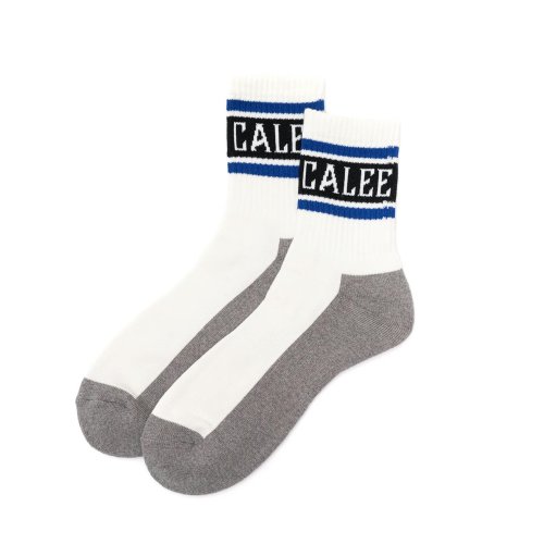 他の写真1: CALEE/JACQUARD PILE LINE SOCKS（WHITE/BLUE）［ラインソックス-24春夏］