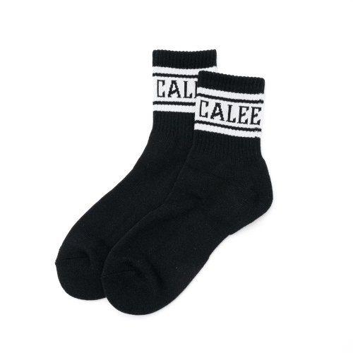 他の写真1: CALEE/JACQUARD PILE LINE SOCKS（BLACK/BLACK）［ラインソックス-24春夏］