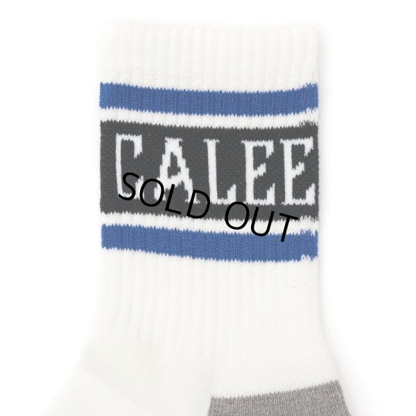 画像2: CALEE/JACQUARD PILE LINE SOCKS（WHITE/BLUE）［ラインソックス-24春夏］