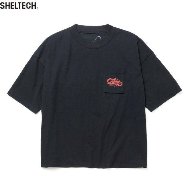 画像1: CALEE/× SHELTECH CL SNAKE LOGO DROP SHOULDER TEE（BLACK）［ドロップショルダーポケT-24春夏］