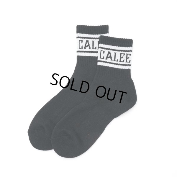 画像1: CALEE/JACQUARD PILE LINE SOCKS（BLACK/BLACK）［ラインソックス-24春夏］