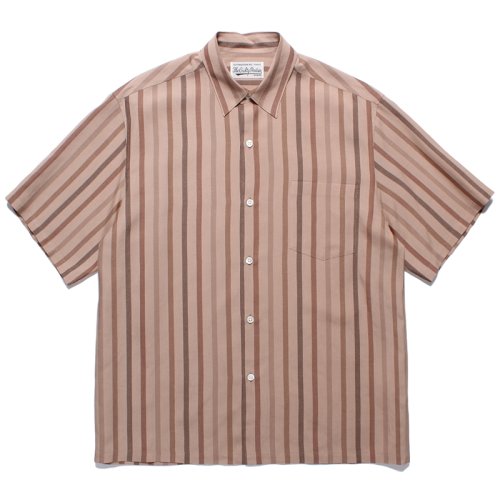 他の写真1: WACKO MARIA/STRIPED REGULAR COLLAR SHIRT（BROWN）［ストライプオープンカラーシャツ-24春夏］