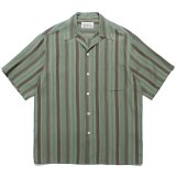 WACKO MARIA/STRIPED OPEN COLLAR SHIRT（GREEN）［ストライプオープンカラーシャツ-24春夏］