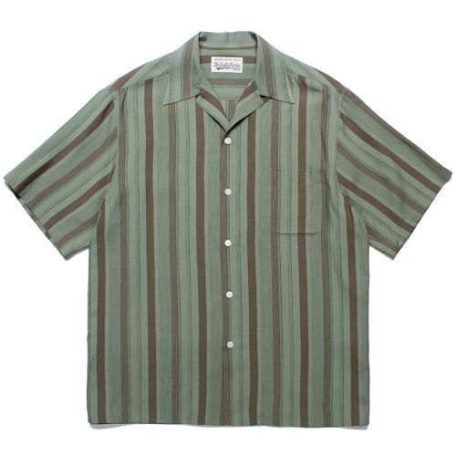 他の写真1: WACKO MARIA/STRIPED OPEN COLLAR SHIRT（GREEN）［ストライプオープンカラーシャツ-24春夏］