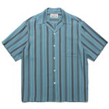 WACKO MARIA/STRIPED OPEN COLLAR SHIRT（BLUE）［ストライプオープンカラーシャツ-24春夏］