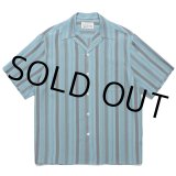 WACKO MARIA/STRIPED OPEN COLLAR SHIRT（BLUE）［ストライプオープンカラーシャツ-24春夏］