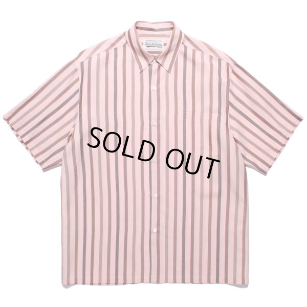 画像1: WACKO MARIA/STRIPED REGULAR COLLAR SHIRT（PINK）［ストライプオープンカラーシャツ-24春夏］