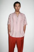 画像2: WACKO MARIA/STRIPED REGULAR COLLAR SHIRT（PINK）［ストライプオープンカラーシャツ-24春夏］ (2)