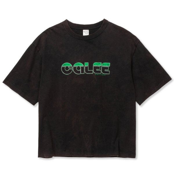 画像1: CALEE/CALEE LOGO POWDER BLEACH DROP SHOULDER S/S TEE（USED BLACK）［パウダーブリーチT-24春夏］