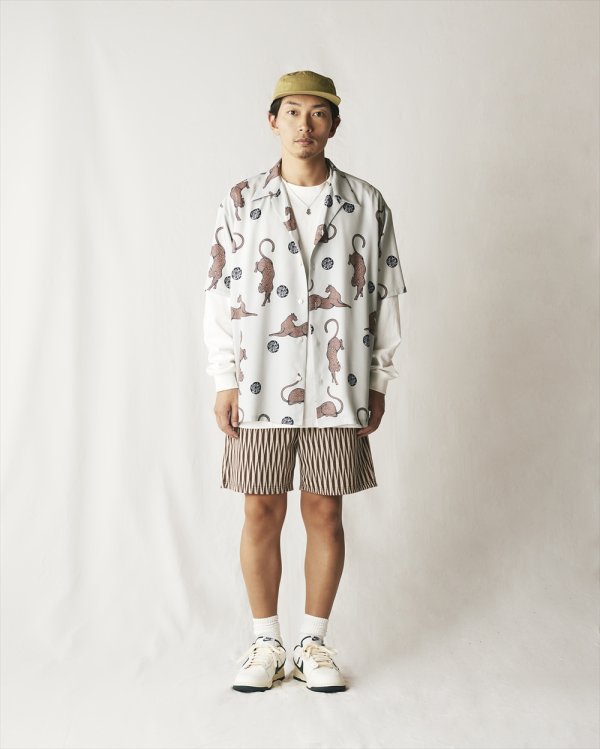 画像3: CALEE/×MIHO MURAKAMI PANTHER DOT PATTERN SH（LIME GRAY）［オープンカラーシャツ-24春夏］