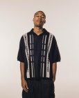 画像8: TIGHTBOOTH/STRIPE KNIT OPEN POLO（Black）［ニットオープンポロ-24夏］